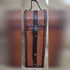 Vintage-Style Wood & Leather Wine Box